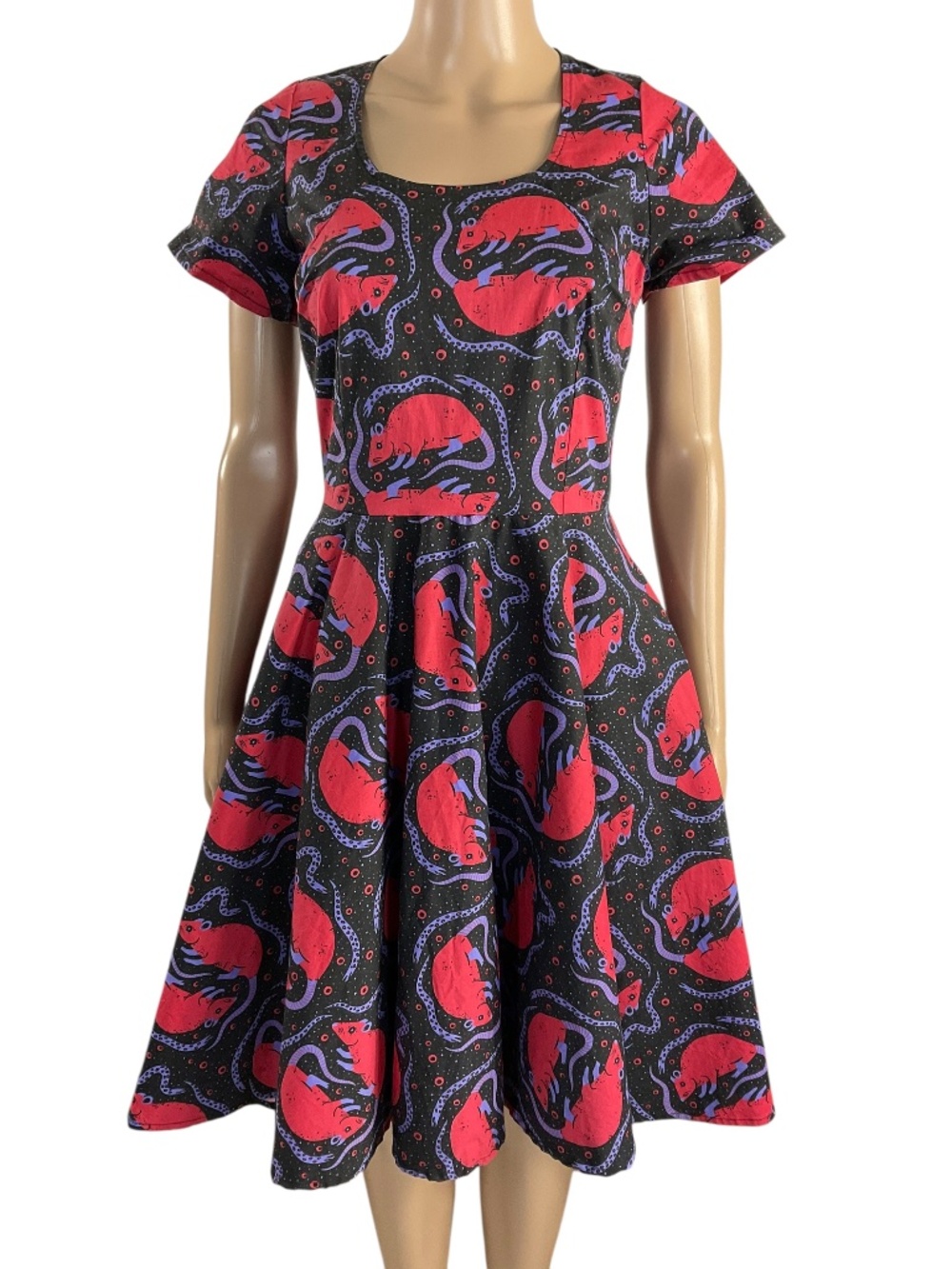 Nooworks Loretta Rats Rat Print Dress Rare Discontinued Size Large